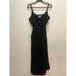 Frank And Oak Navy Blue Velvet Midi Dress Size L Ballet Formal Cocktail Holiday
